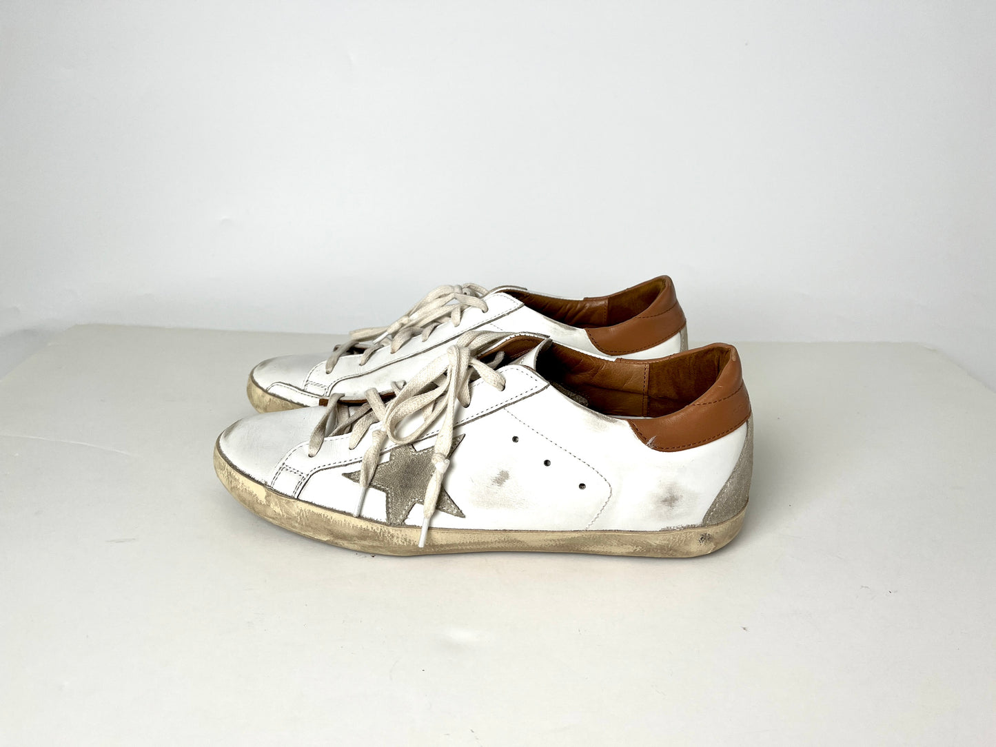 Golden Goose Superstar White Brown Leather Sneakers 41
