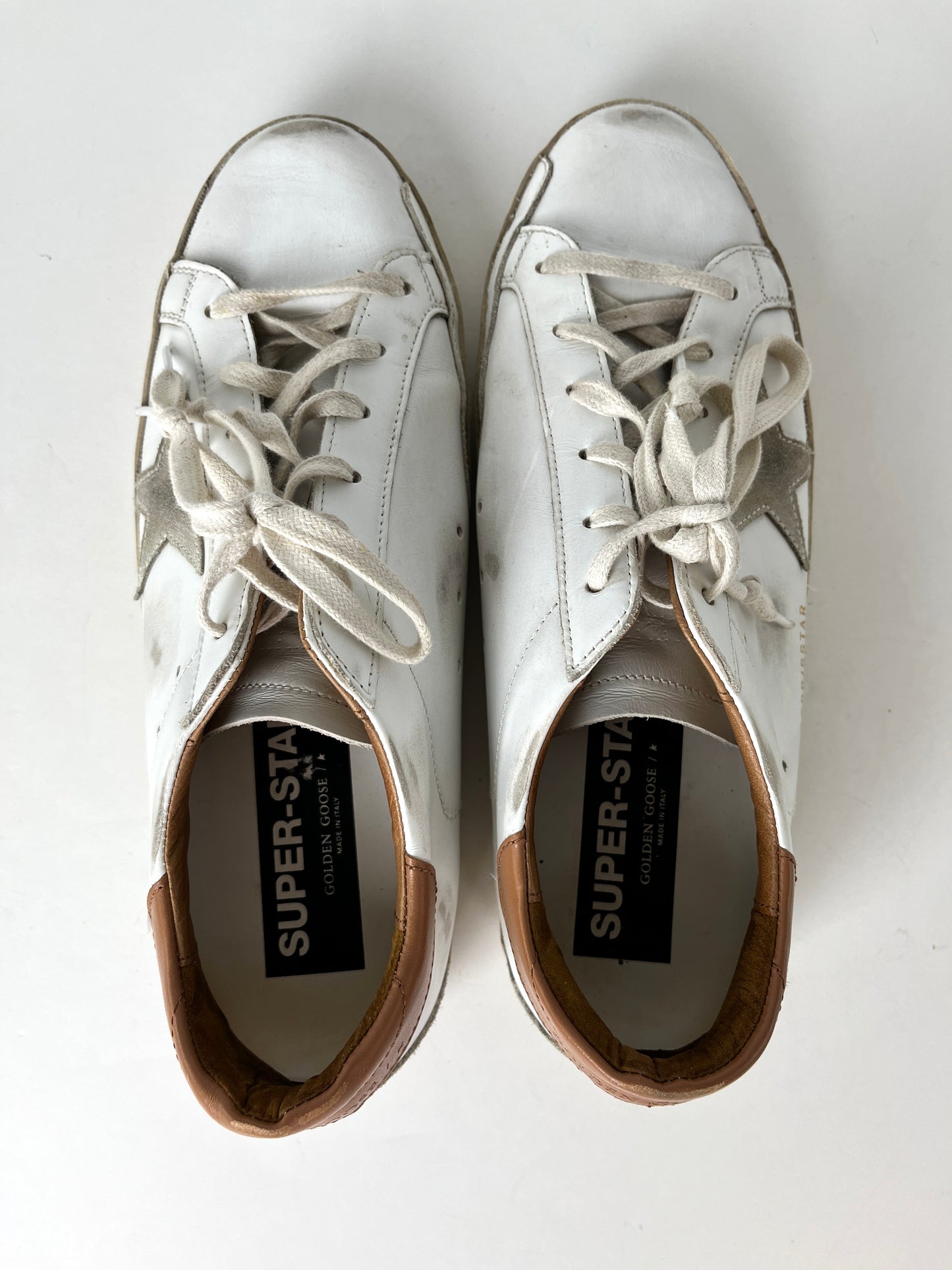 Golden Goose Superstar White Brown Leather Sneakers 41