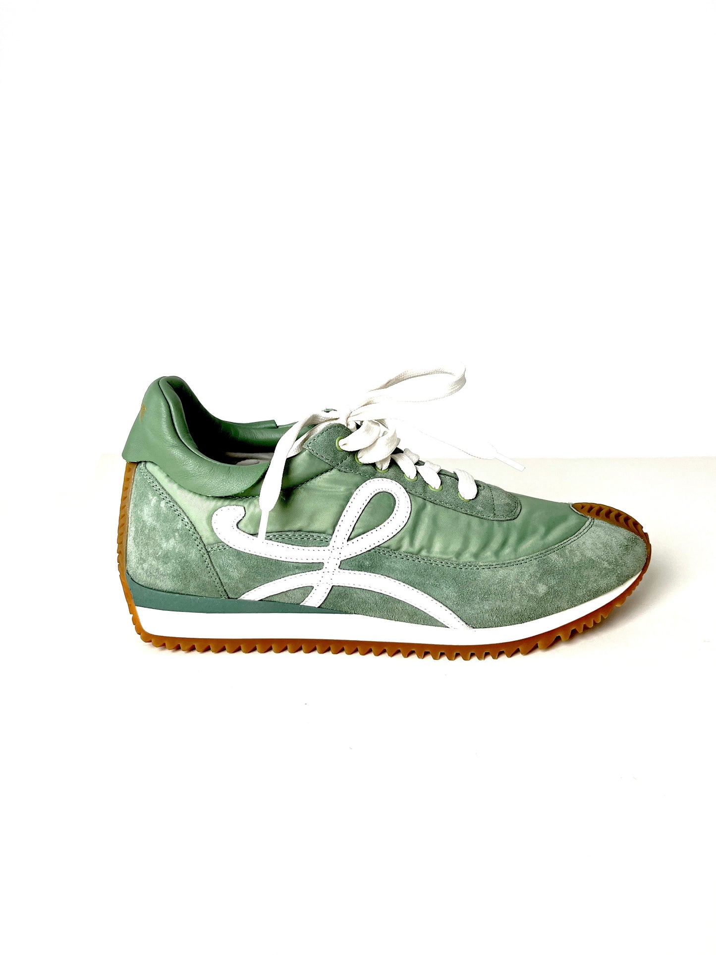 Loewe Green Suede Nylon White Sneakers 41 10