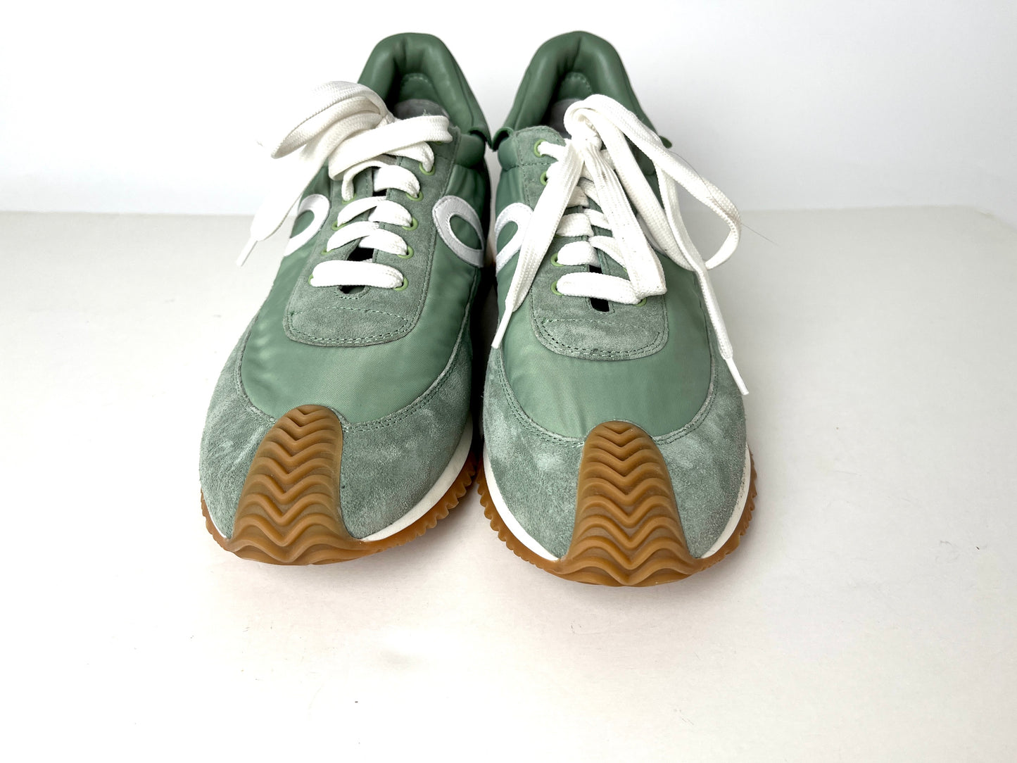 Loewe Green Suede Nylon White Sneakers 41 10