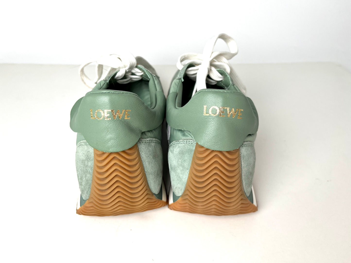 Loewe Green Suede Nylon White Sneakers 41 10