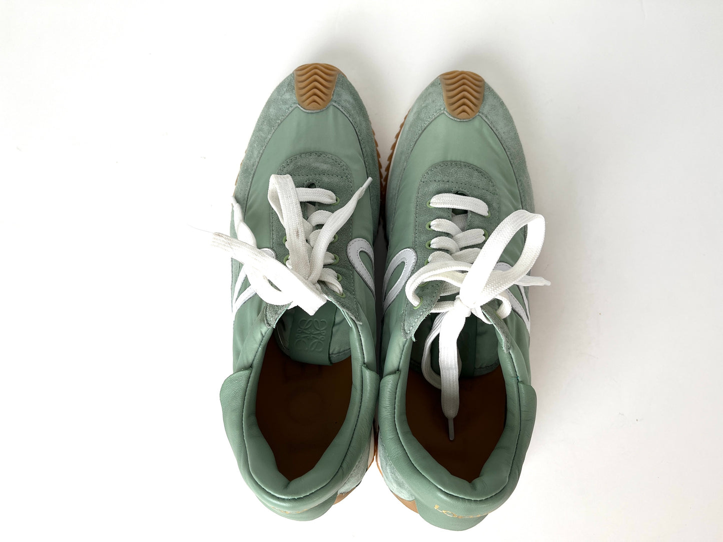 Loewe Green Suede Nylon White Sneakers 41 10