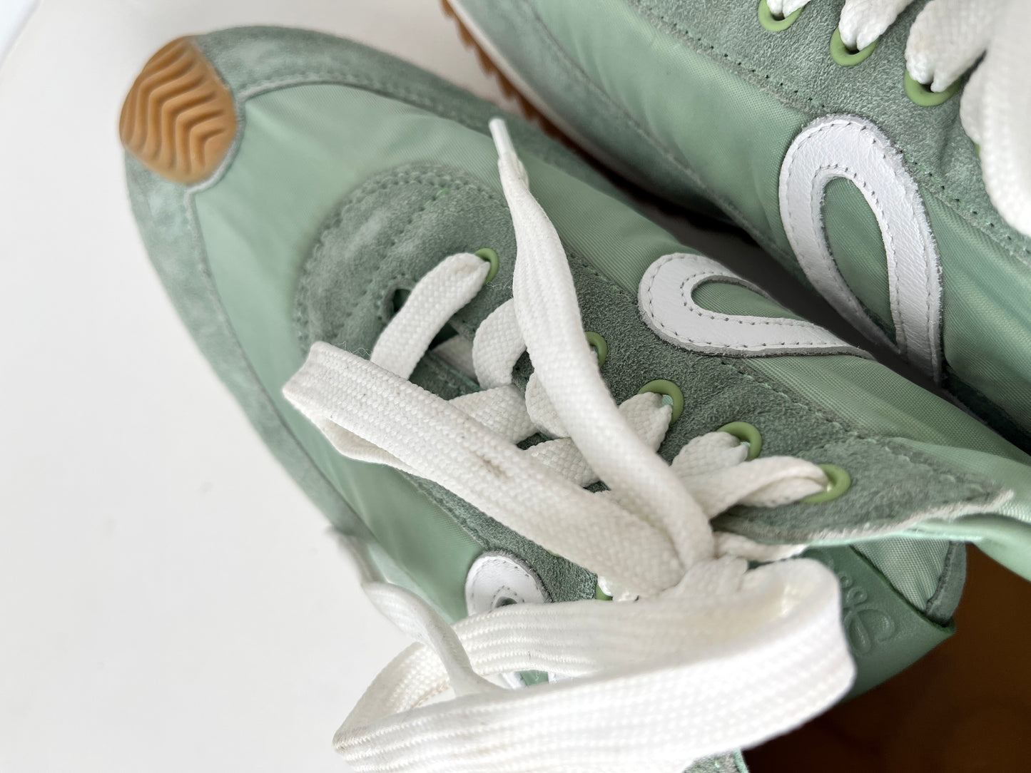 Loewe Green Suede Nylon White Sneakers 41 10