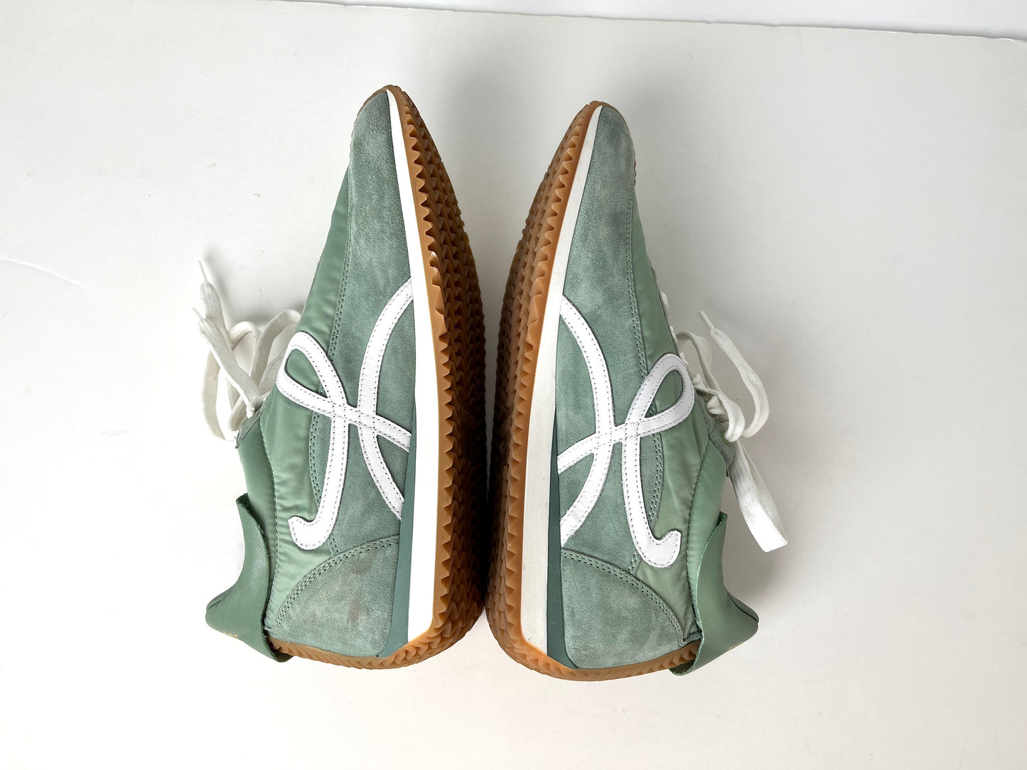 Loewe Green Suede Nylon White Sneakers 41 10