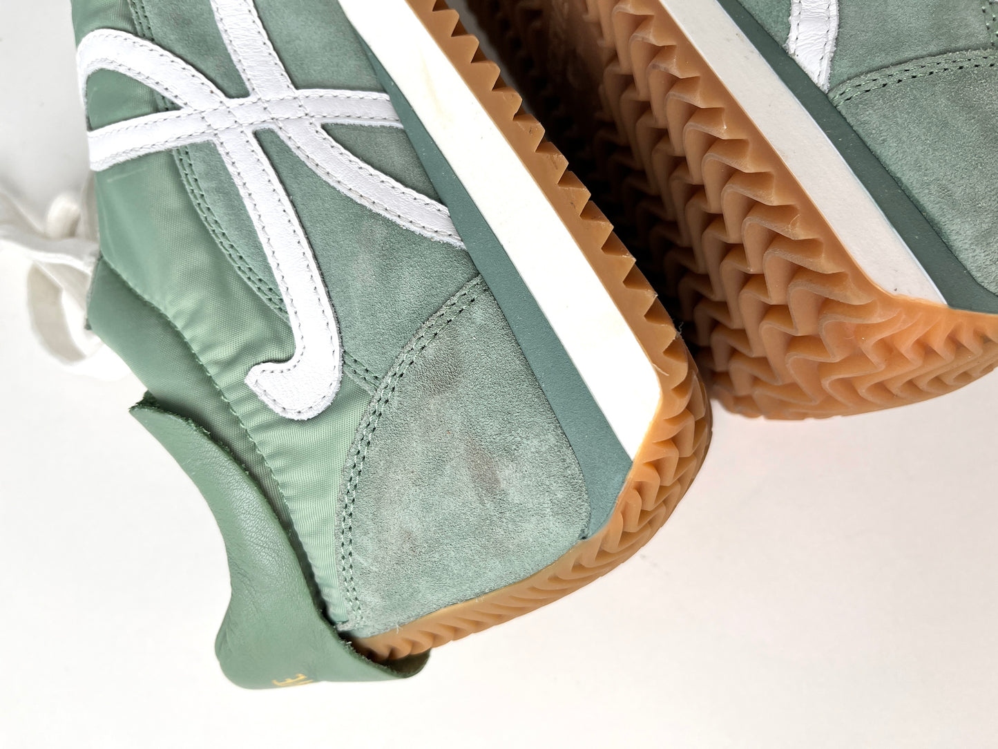 Loewe Green Suede Nylon White Sneakers 41 10
