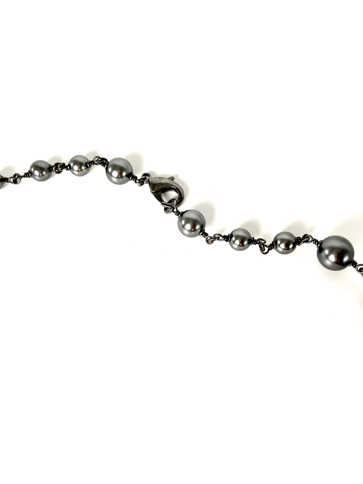 On layaway CHANEL Gray Faux Pearl Strass CC Station Long Necklace