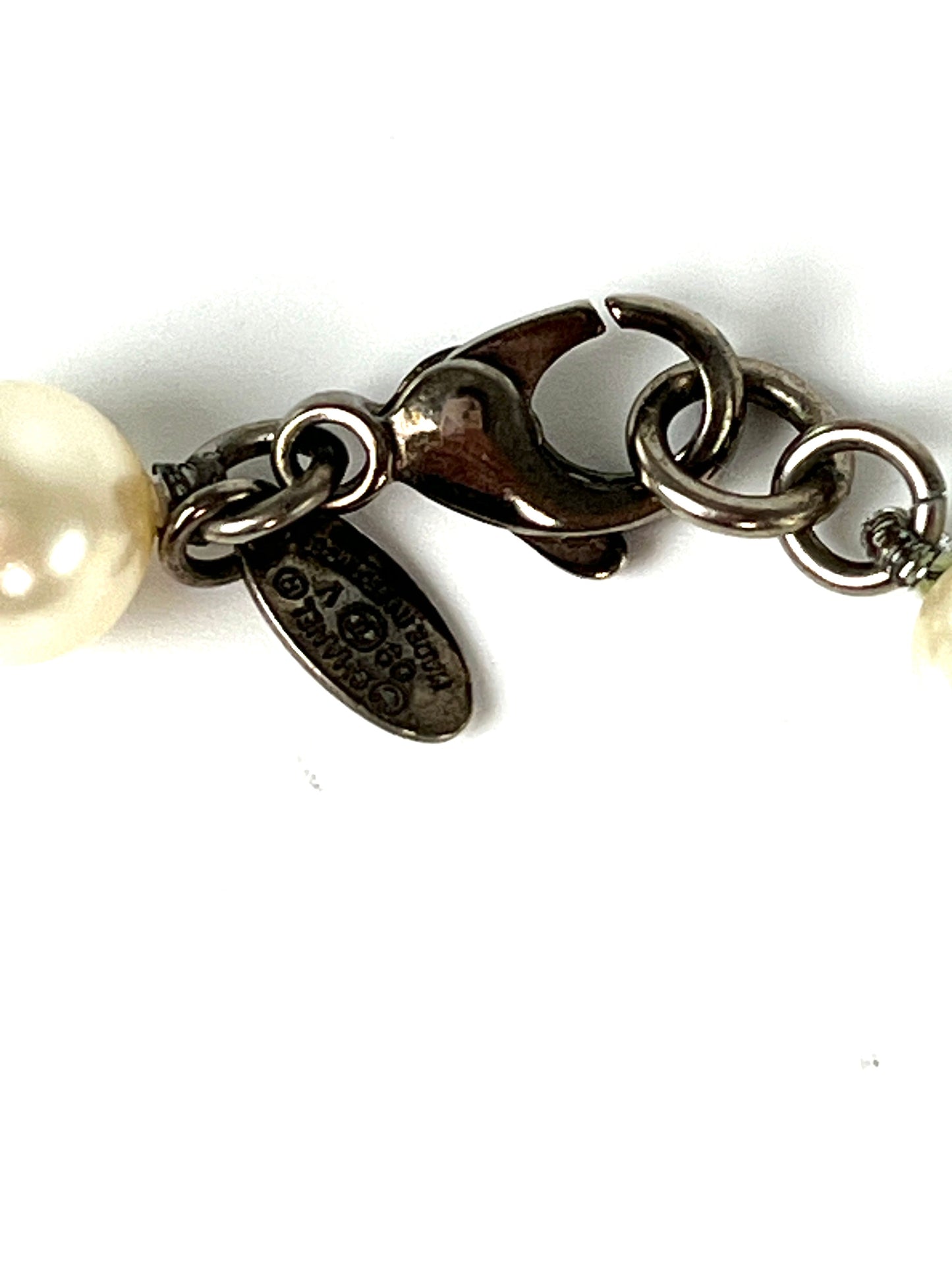 CHANEL Faux Pearl CC Station Long Necklace