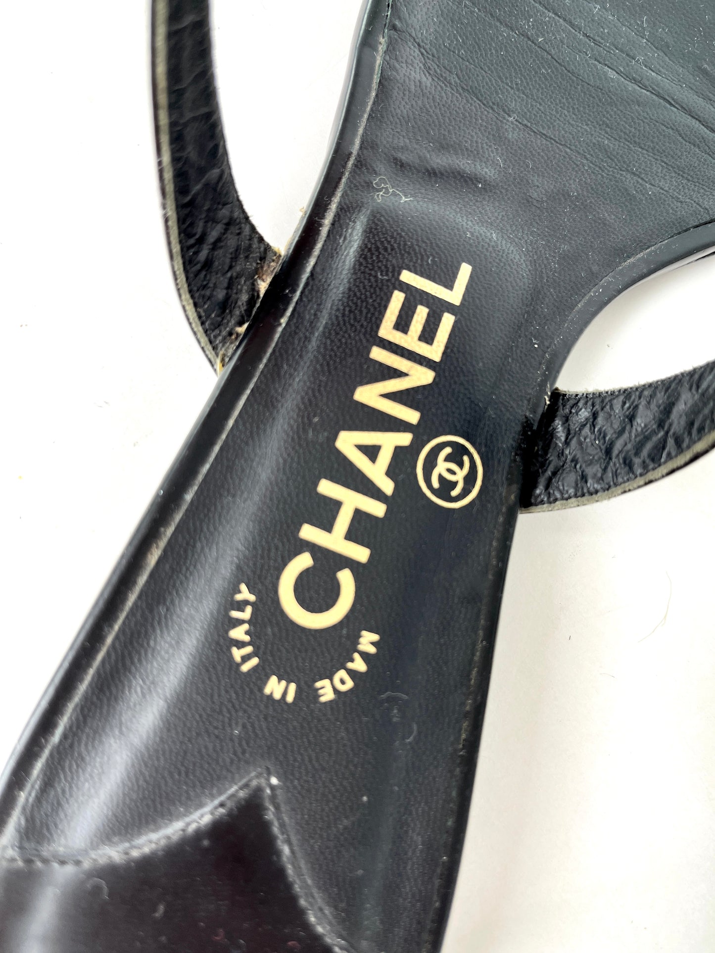 CHANEL Black CC Logo Leather Slip on Sandals 41.5 10.5