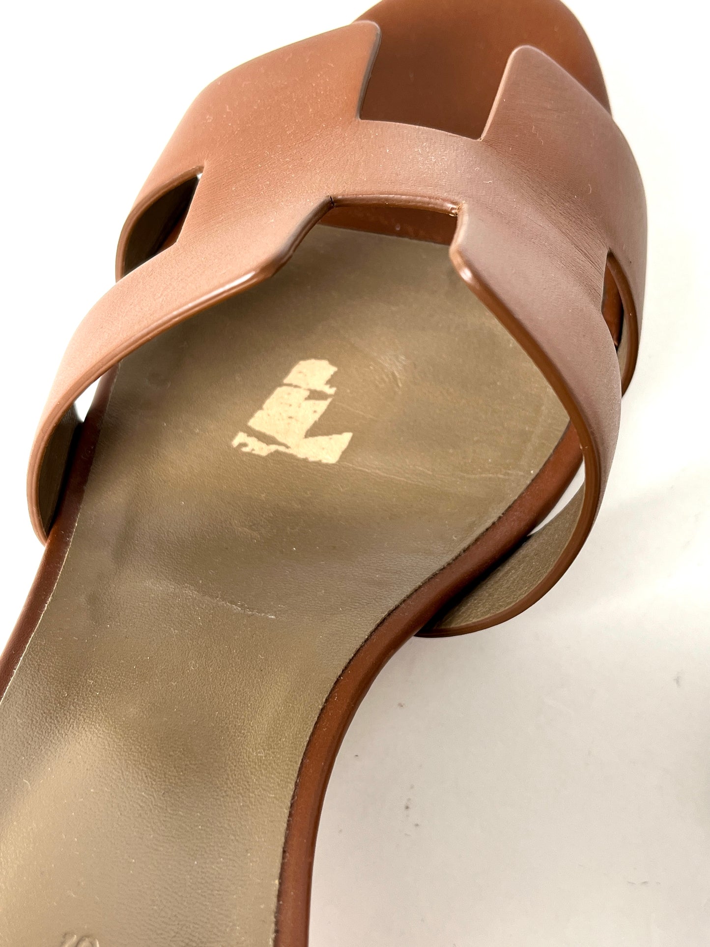 HERMES Legend Gold Wedge Heel Sandals 41 10.5