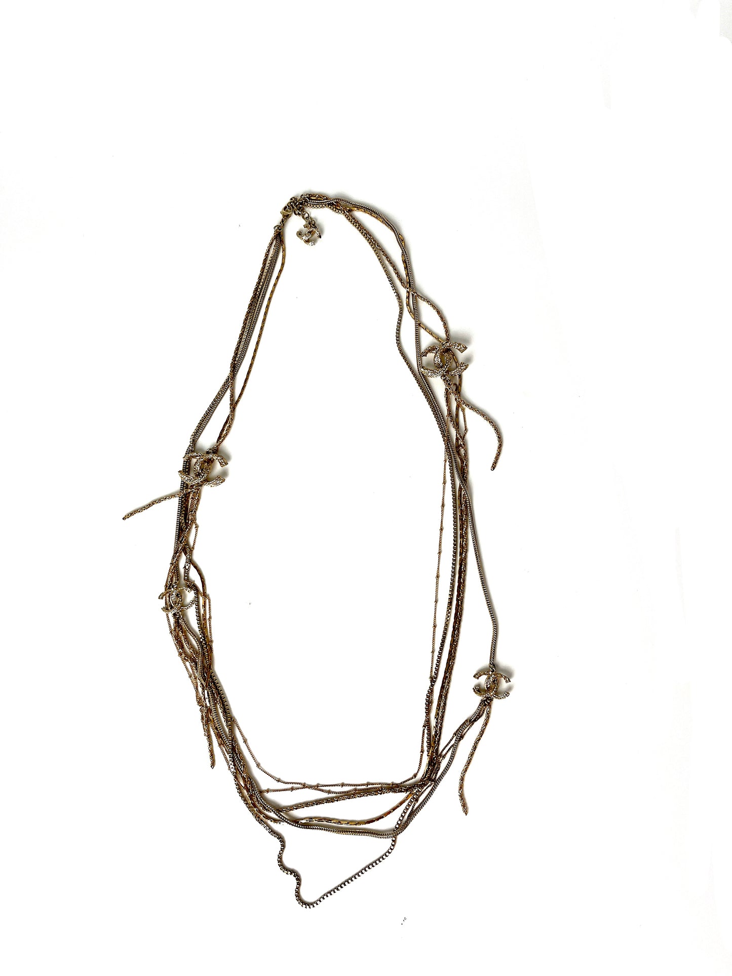 CHANEL Gold Four Strand Strass 2017 Long Necklace