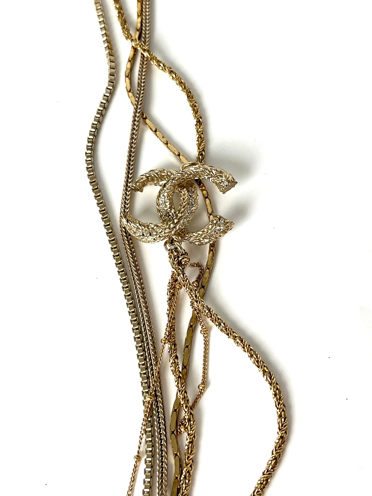 CHANEL Gold Four Strand Strass 2017 Long Necklace