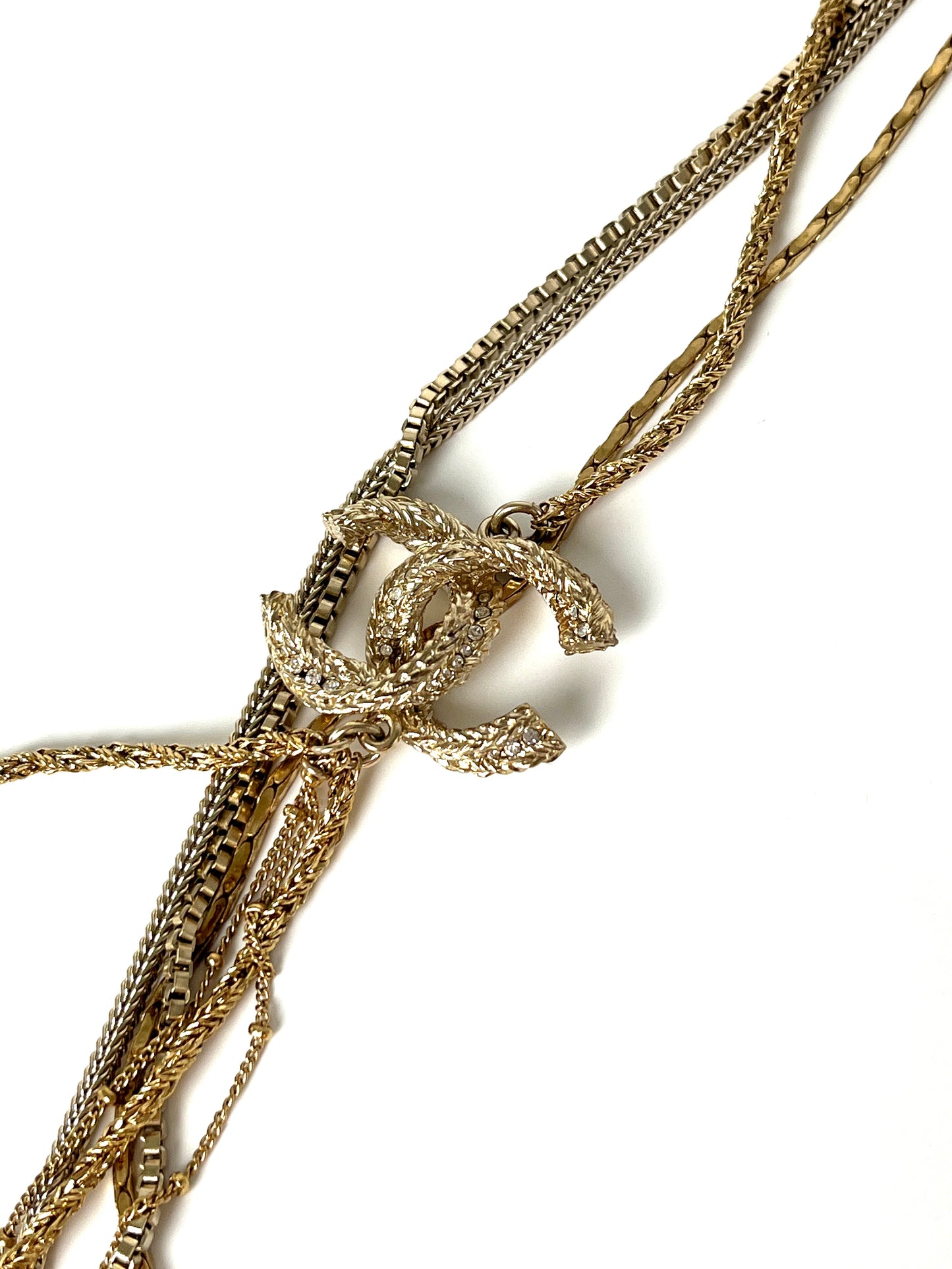 CHANEL Gold Multi Strand Strass 2017 Long Necklace