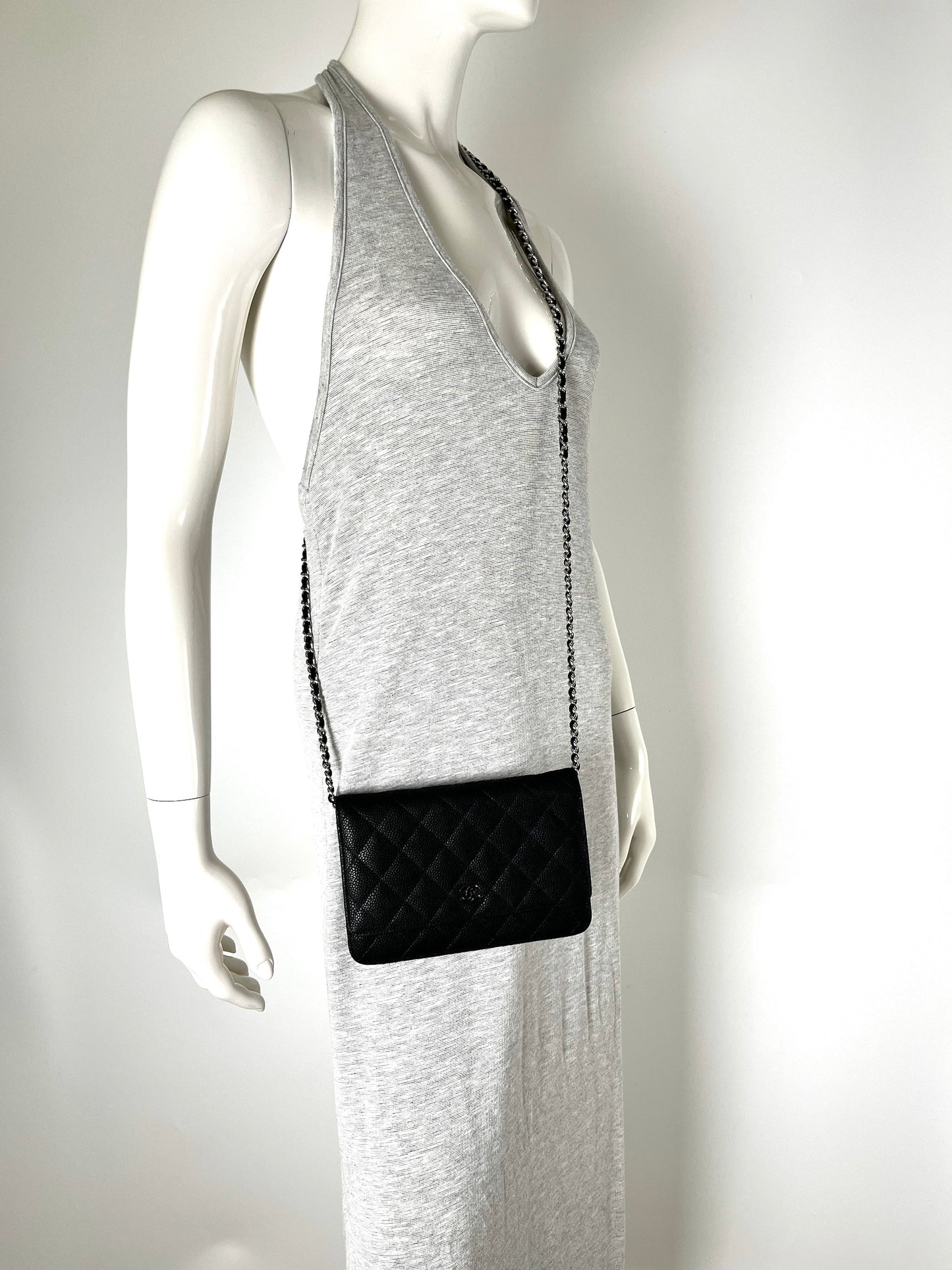 CHANEL 13S WOC Wallet on Chain Black Quilted Leather Crossbody Bag
