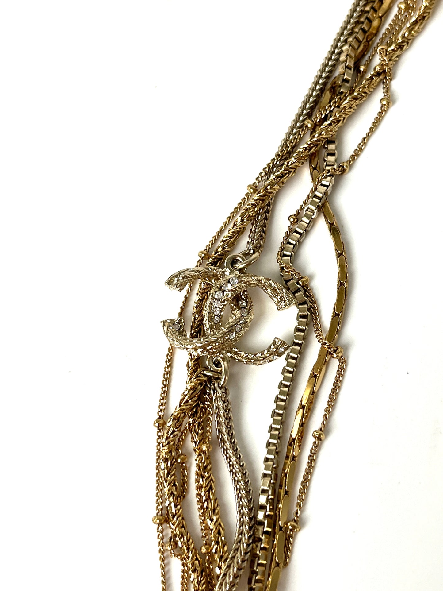 CHANEL Gold Multi Strand Strass 2017 Long Necklace