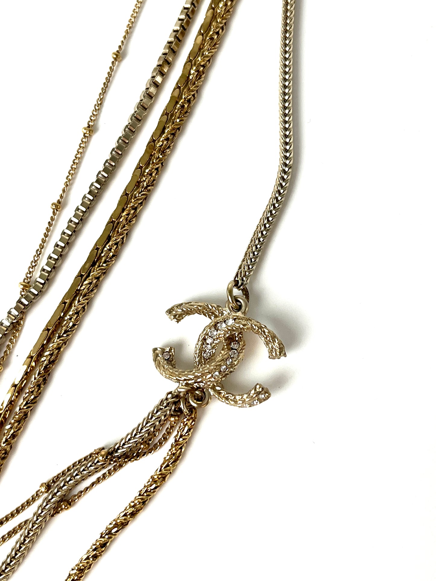 CHANEL Gold Multi Strand Strass 2017 Long Necklace