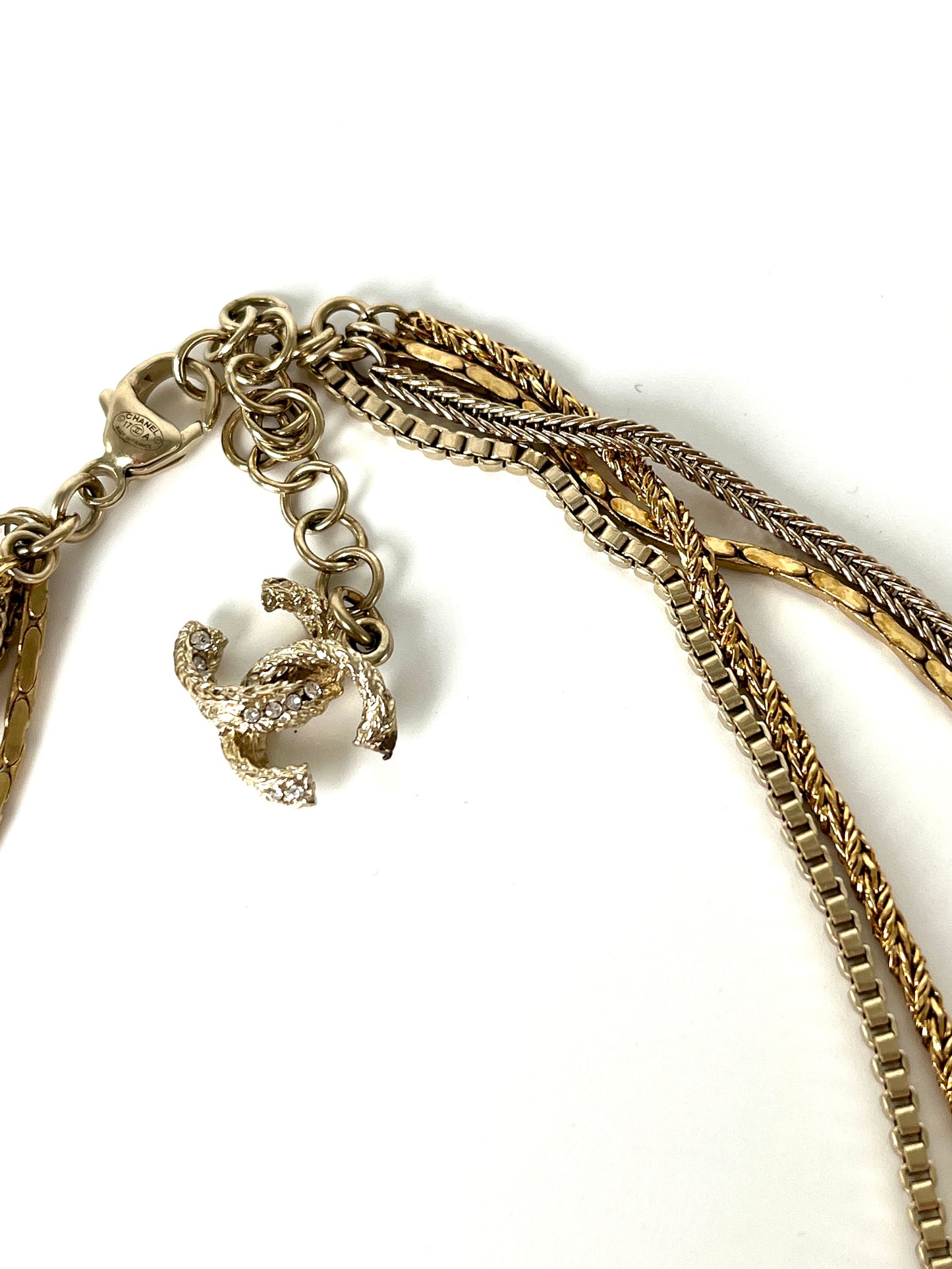 CHANEL Gold Multi Strand Strass 2017 Long Necklace