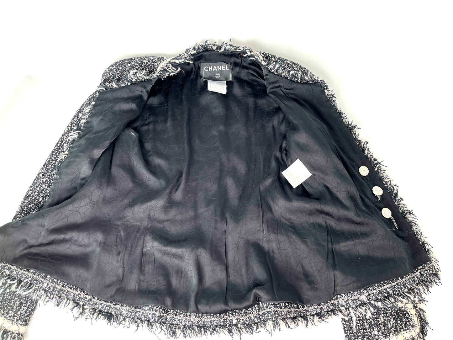 CHANEL Tweed 05A Black White Jacket Cardigan 36 4