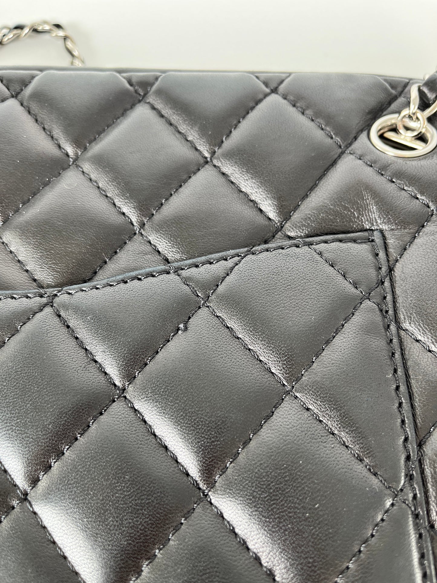 CHANEL Black Quilted Camera Case Jumbo Leather Tote Bag