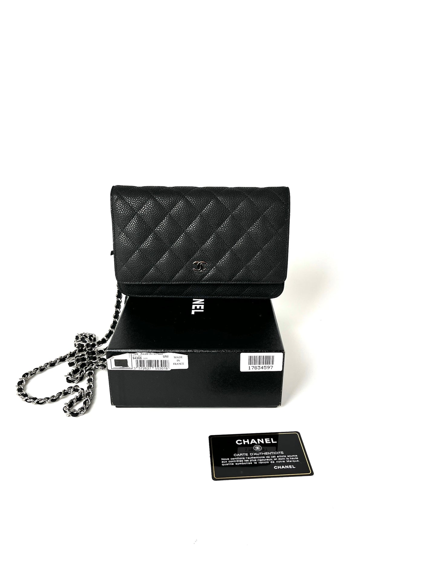 CHANEL 13S WOC Wallet on Chain Black Quilted Leather Crossbody Bag