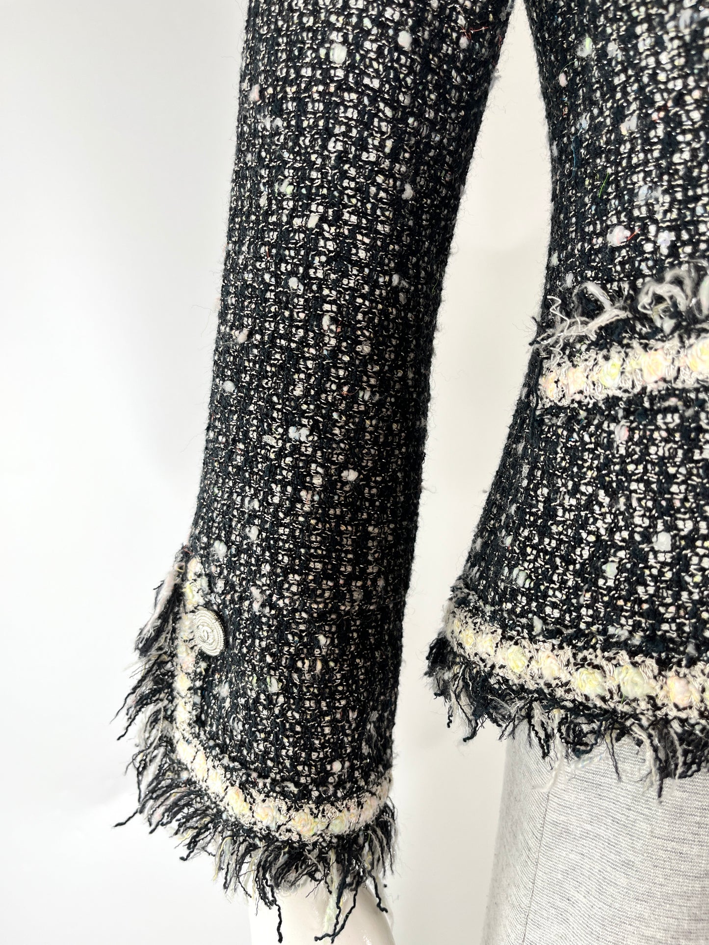 CHANEL Tweed 05A Black White Jacket Cardigan 36 4