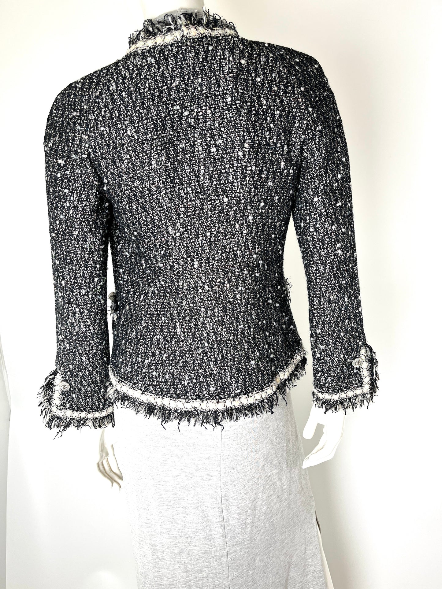 CHANEL Tweed 05A Black White Jacket Cardigan 36 4