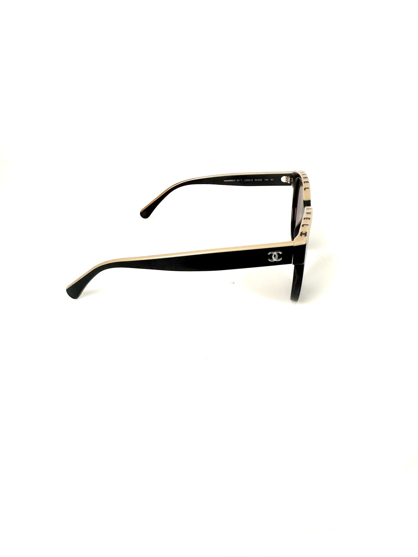 CHANEL 5414 Butterfly Acetate Black Beige Sunglasses