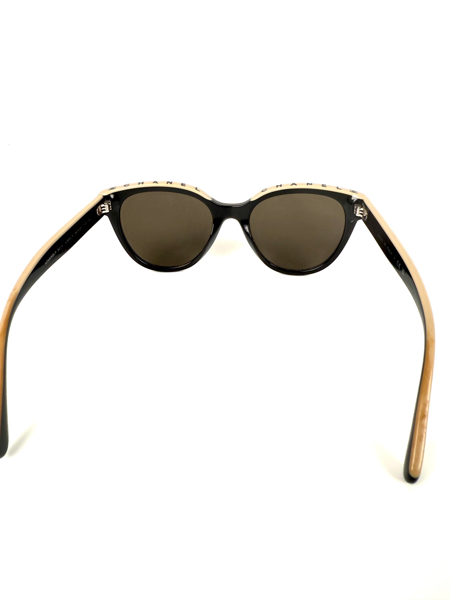 CHANEL 5414 Butterfly Acetate Black Beige Sunglasses