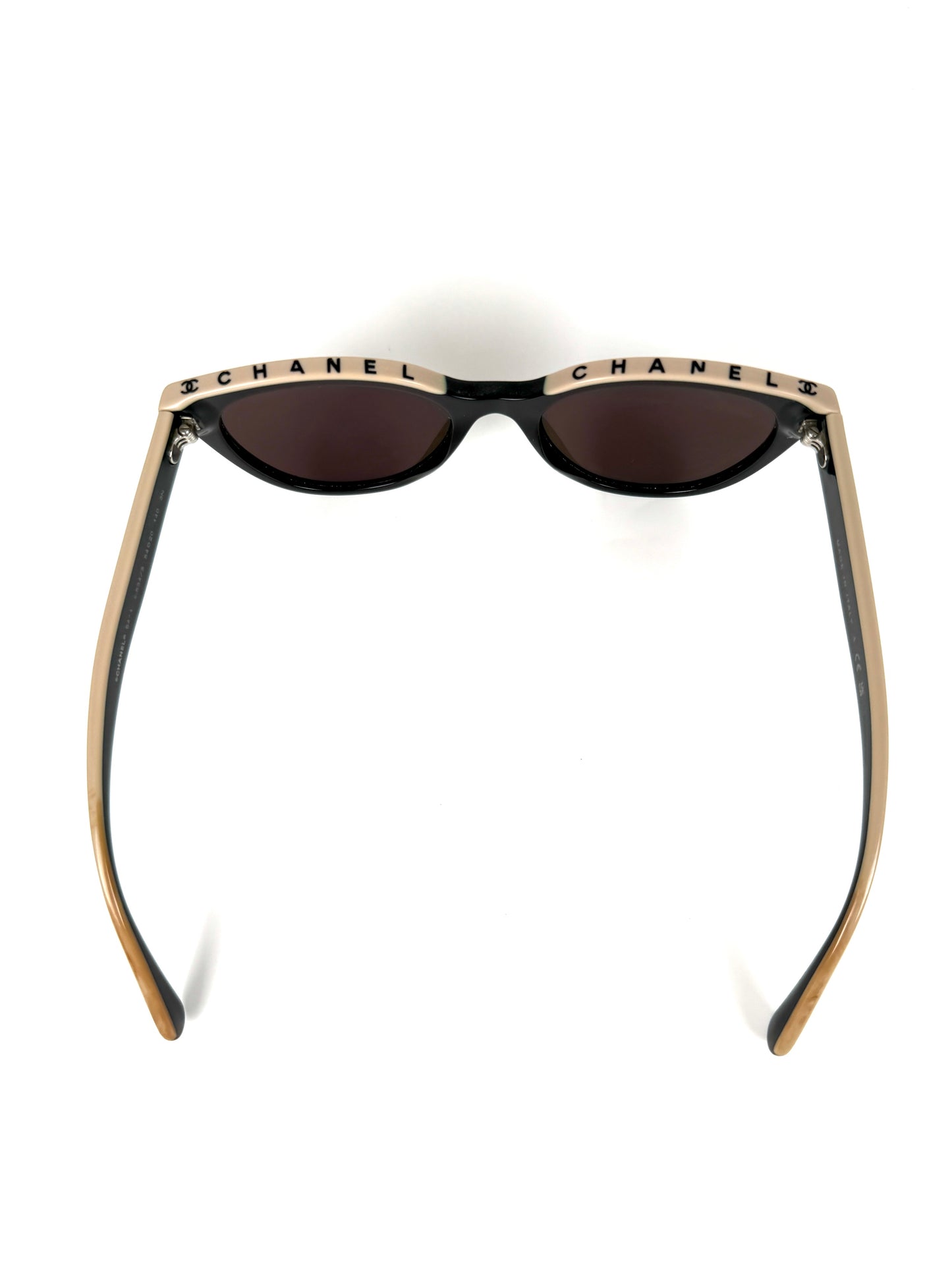 CHANEL 5414 Butterfly Acetate Black Beige Sunglasses