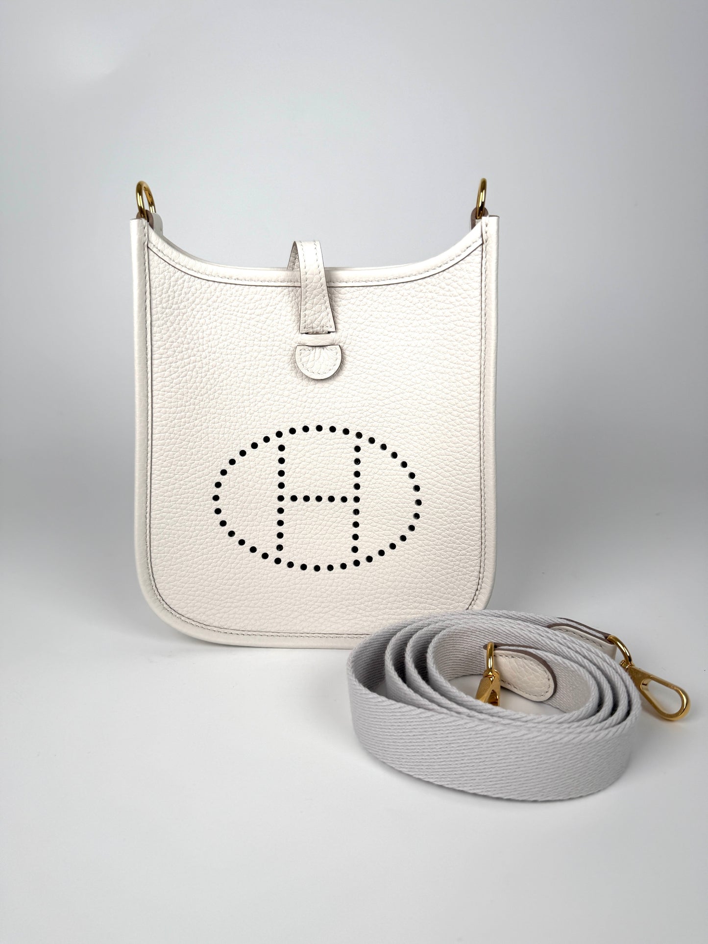 New HERMES Mini Evelyne TPM 16 Gris Pale Leather Crossbody Bag