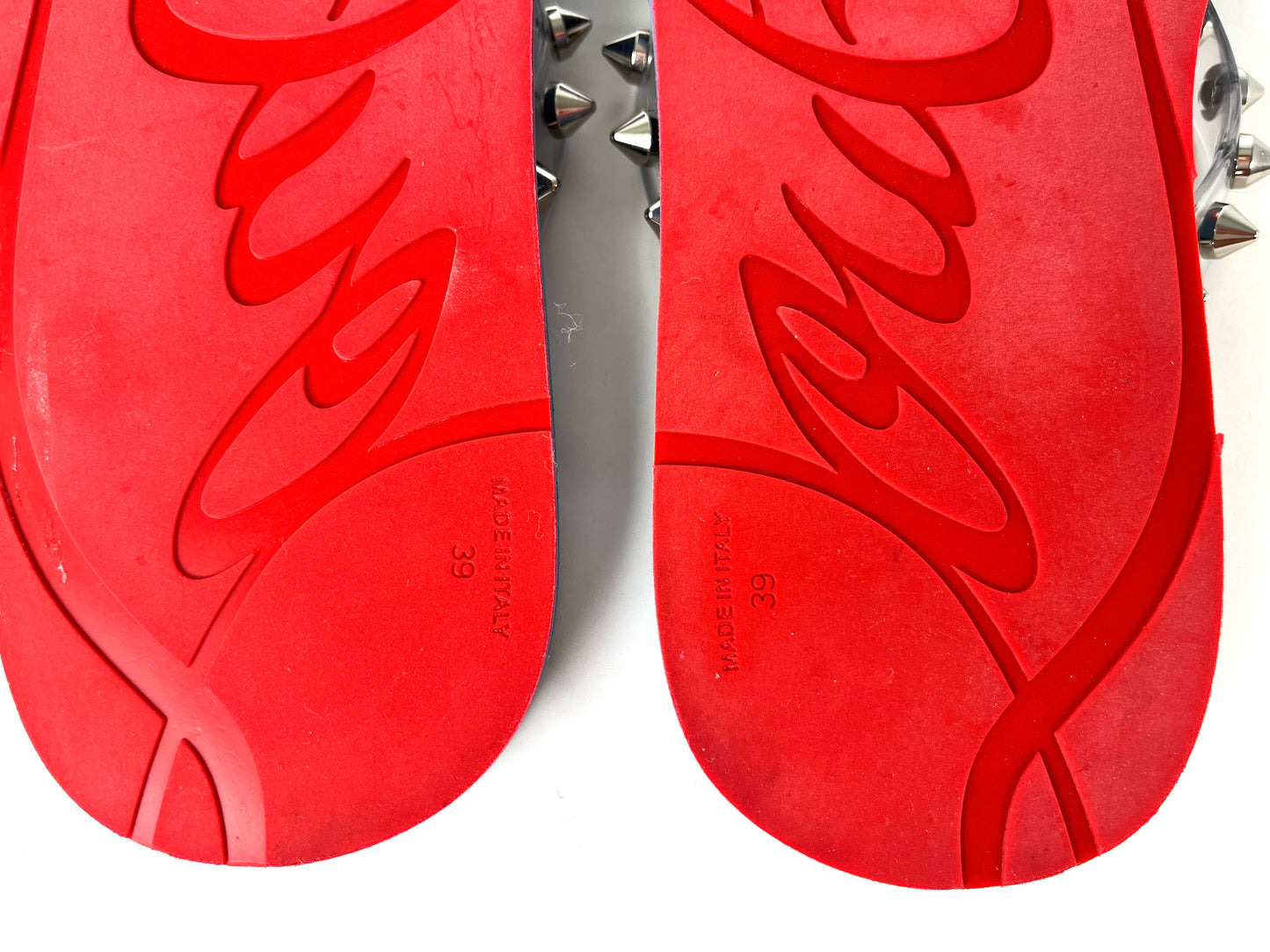 Christian Louboutin Loubi Donna Spike Studded Blue Flip Flops Sandals 39