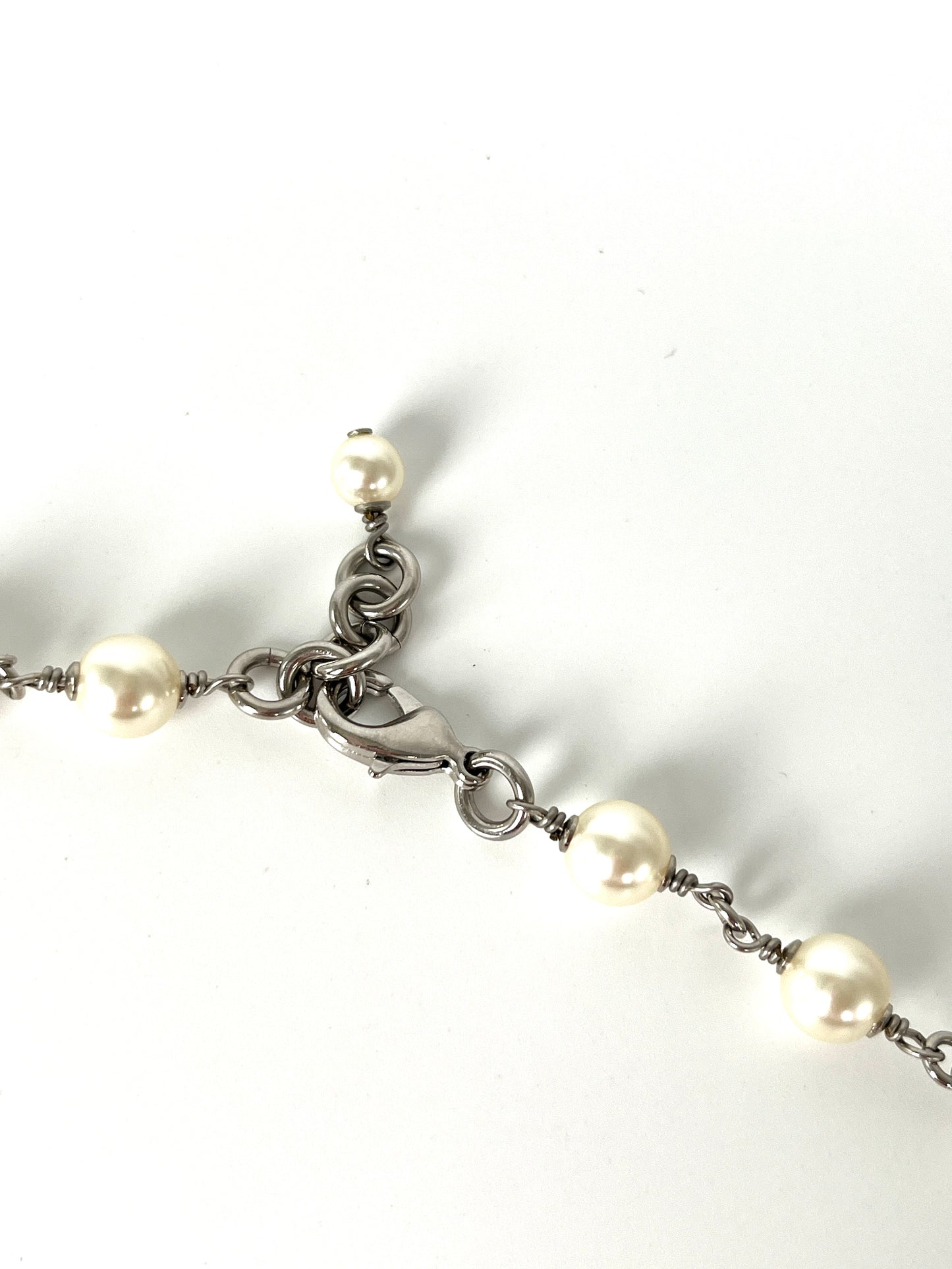 CHANEL Faux Pearl and Strass 2020 CC Long Station Classic Necklace