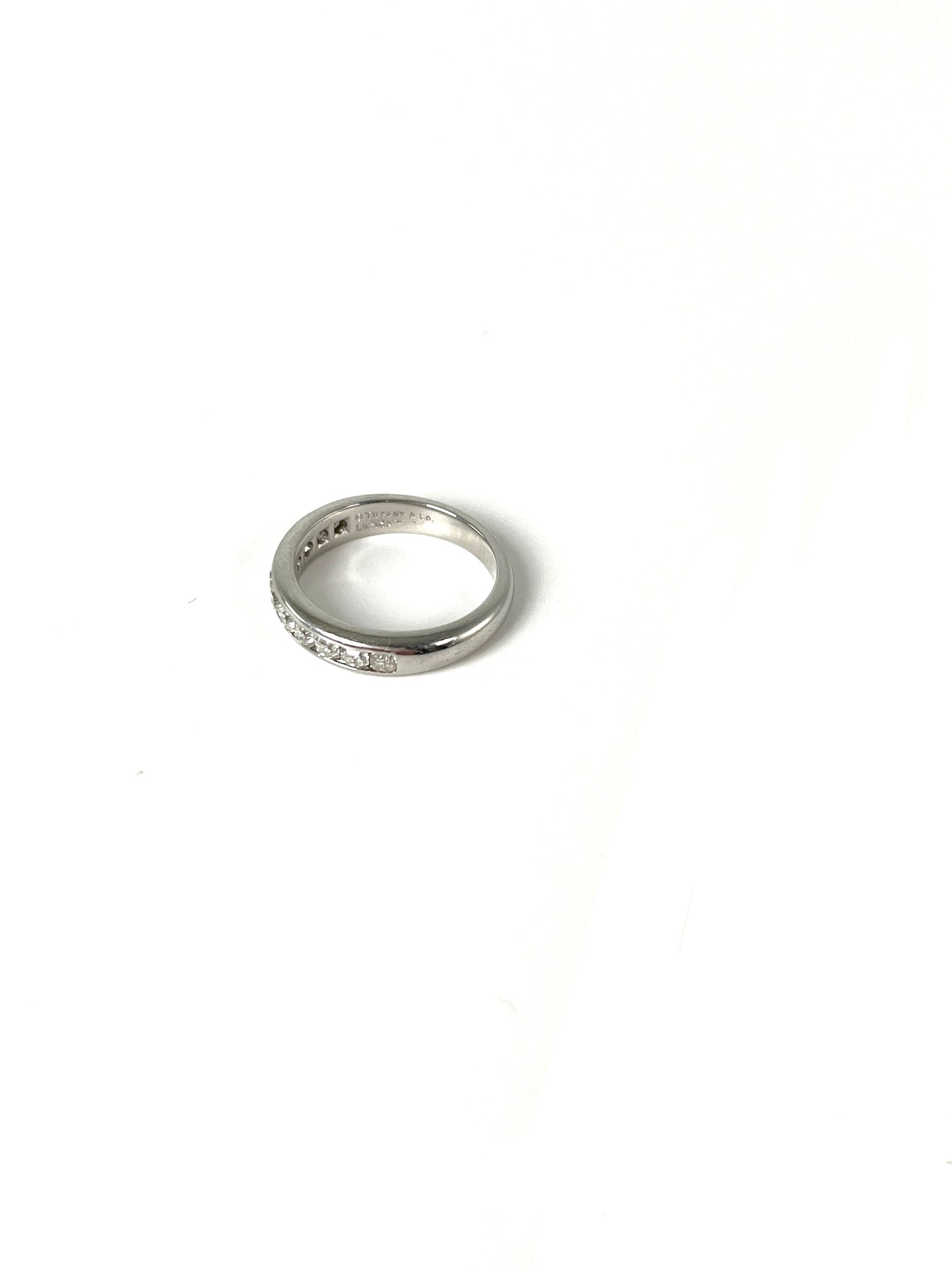 Tiffany & Co Setting Platinum .74ct Half Circle Diamond Band Ring with Papers 4.75