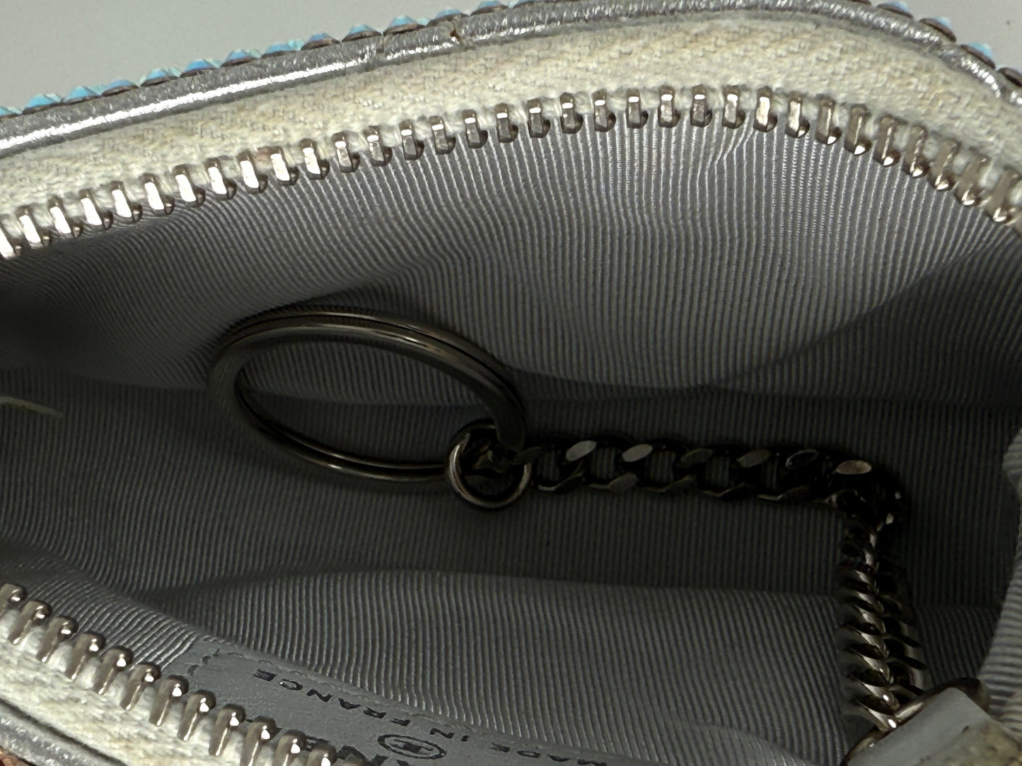 CHANEL Silver Swarovski Crystal Leather Key Pouch Case Holder