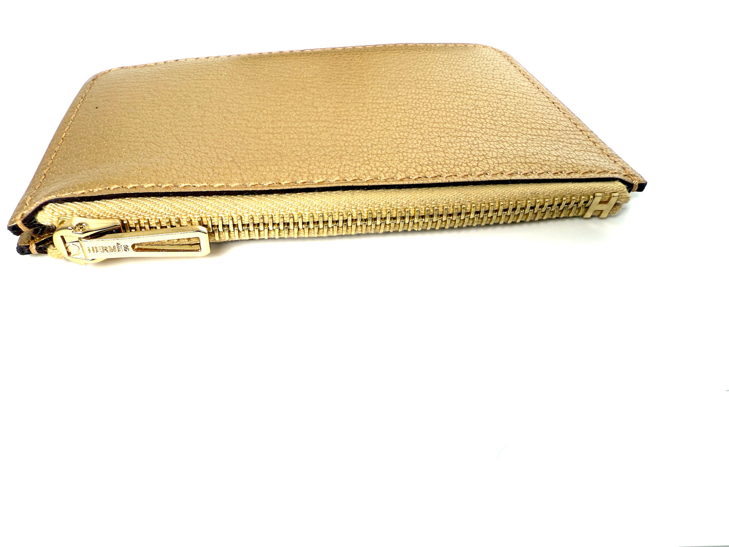 New HERMES Constance Slim Compact Dore Gold Chamkilight Goatskin Wallet Belt Bag