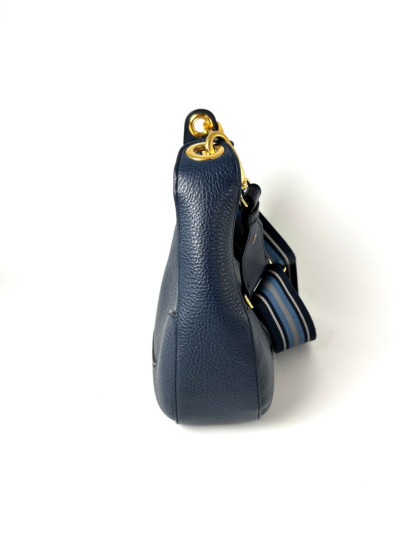 Prada Vitello Phenix Navy Blue Leather Messenger Crossbody Bag