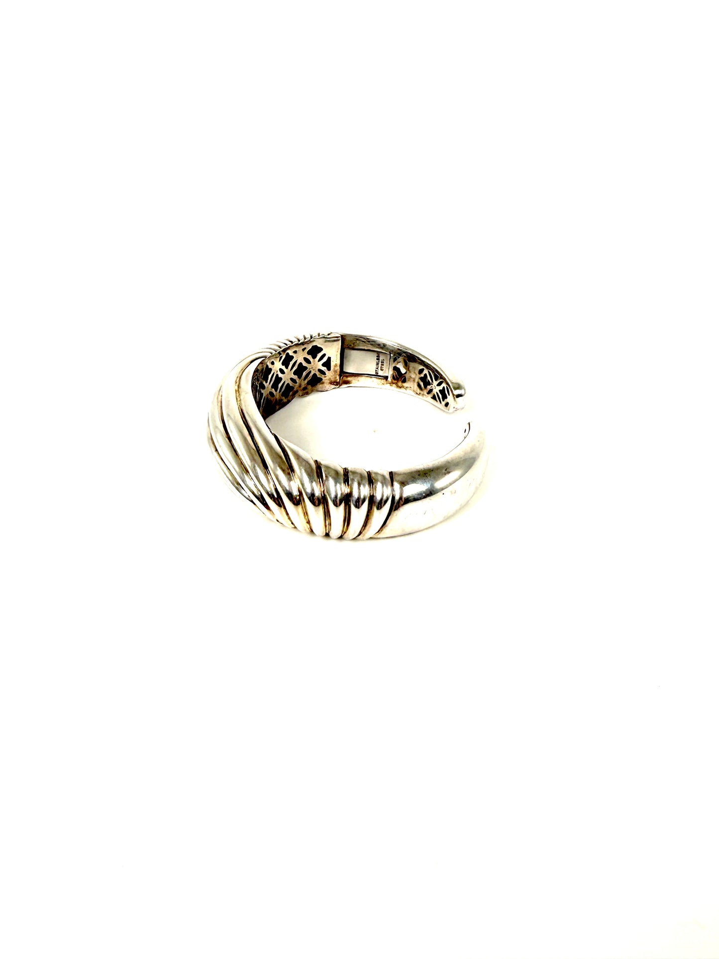David Yurman Sculpted Cable Hinge Cuff Sterling Silver Bracelet S