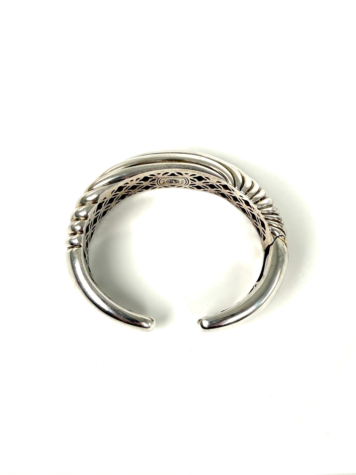 David Yurman Sculpted Cable Hinge Cuff Sterling Silver Bracelet S