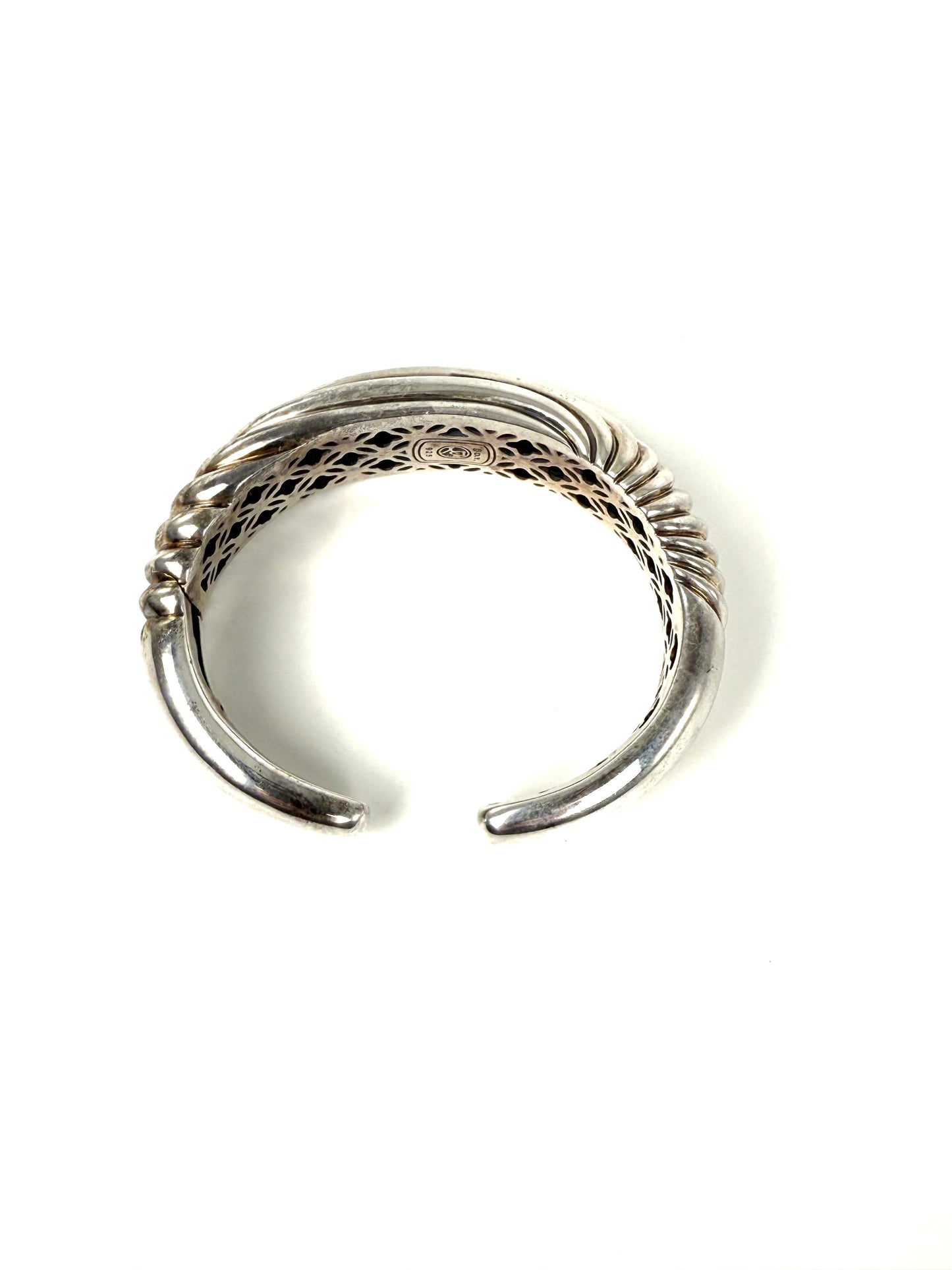 David Yurman Sculpted Cable Hinge Cuff Sterling Silver Bracelet S