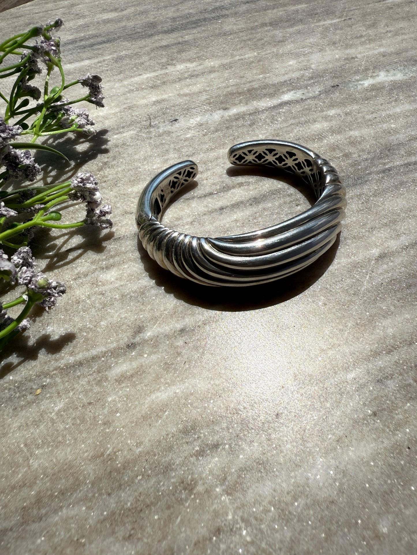 David Yurman Sculpted Cable Hinge Cuff Sterling Silver Bracelet S