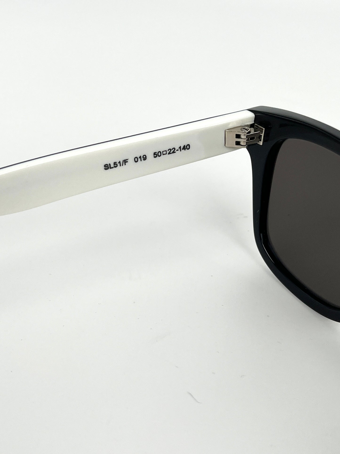 Saint Laurent SL 51 Square Wellington Shaped White Black Acetate Sunglasses