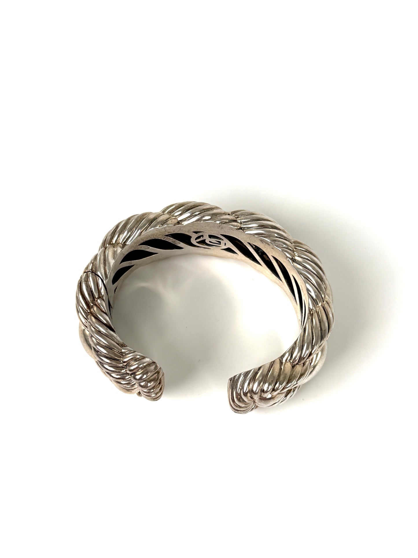 David Yurman Wide Woven Hinge Cuff Sterling Silver Bracelet S