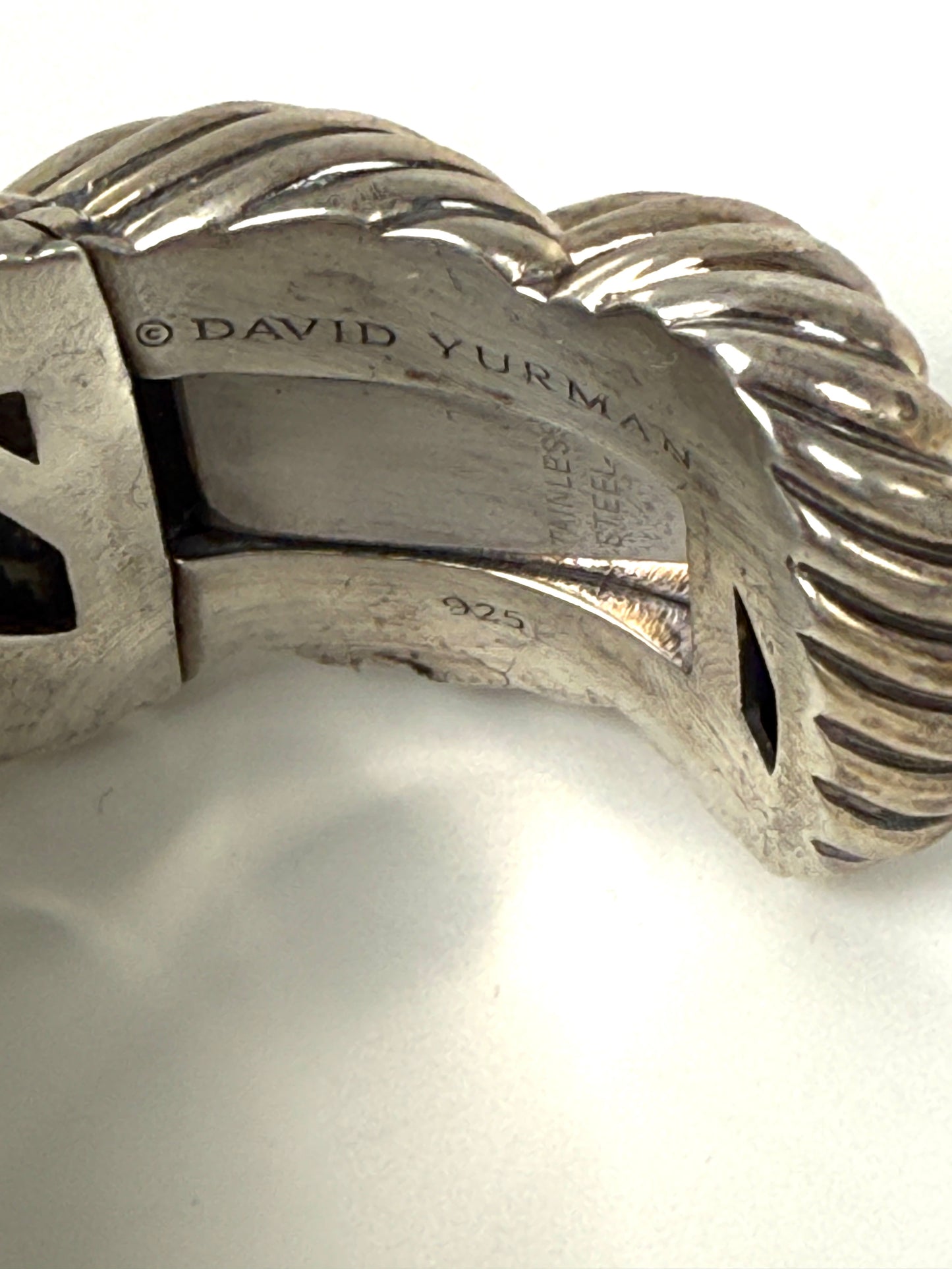 David Yurman Wide Woven Hinge Cuff Sterling Silver Bracelet S