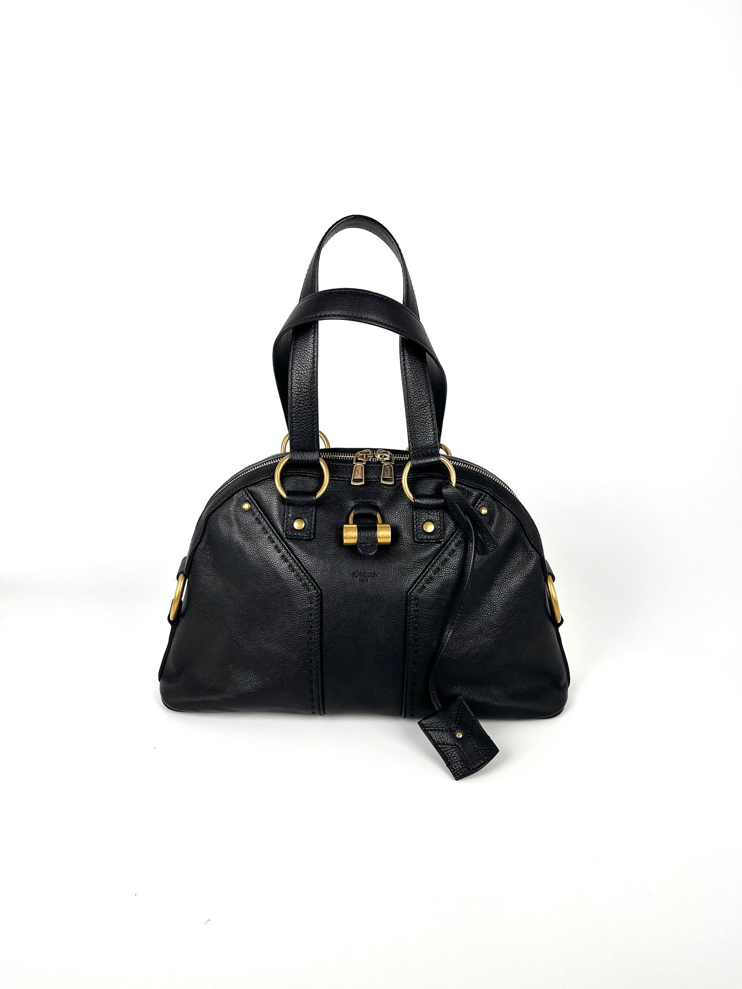 Vintage Saint Laurent YSL Muse Rive Gauche Black Leather Shoulder Bag