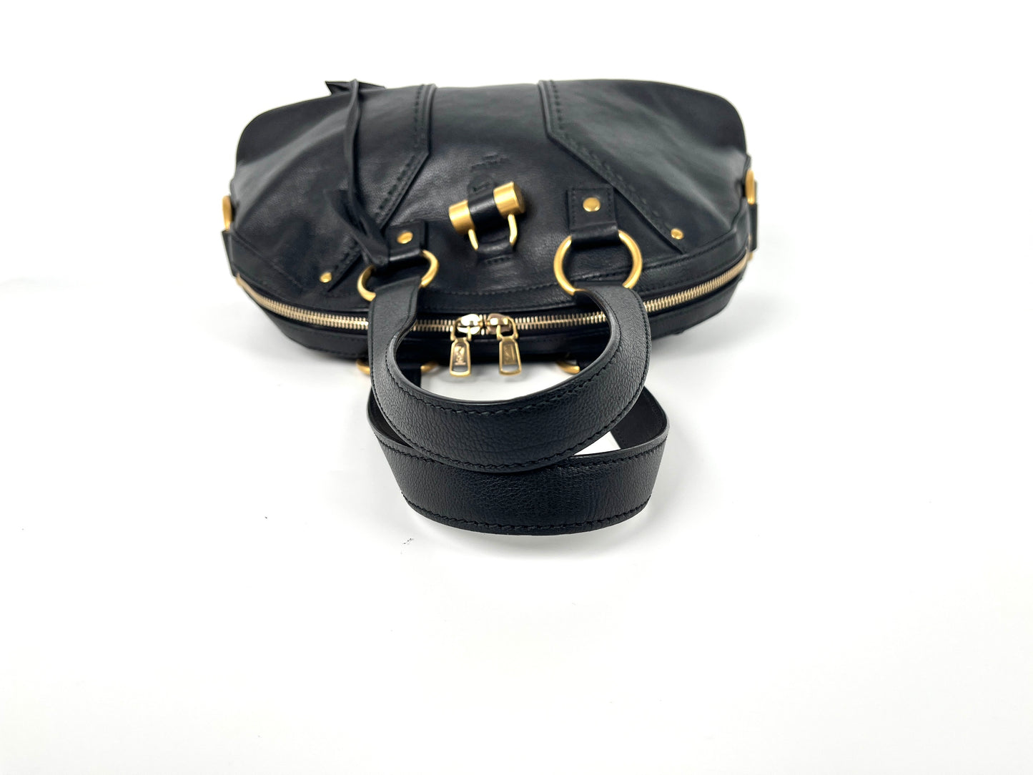 Vintage Saint Laurent YSL Muse Rive Gauche Black Leather Shoulder Bag