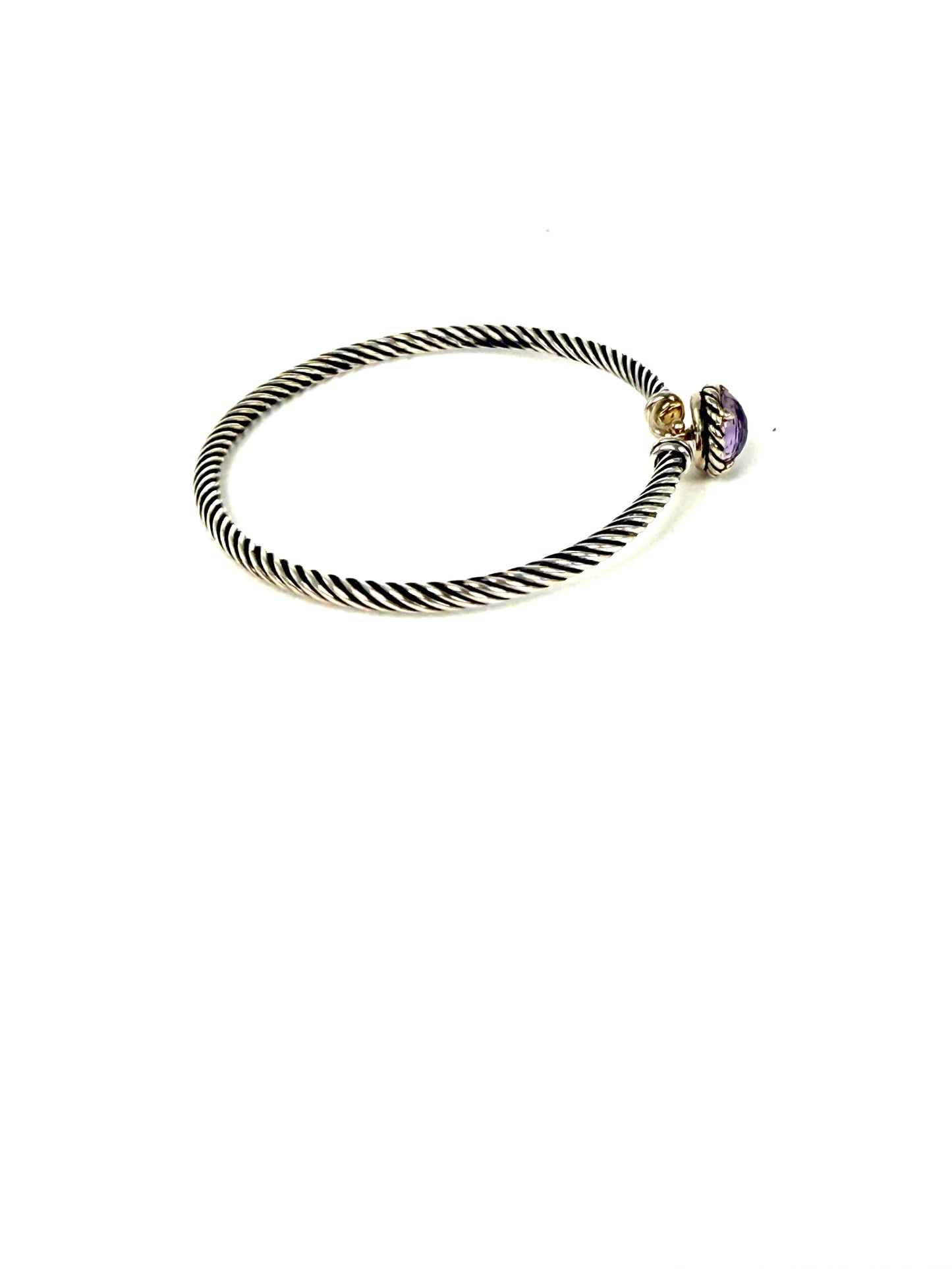 David Yurman Petite Chatelaine Amethyst 3mm Cuff Sterling Silver Bangle Bracelet S