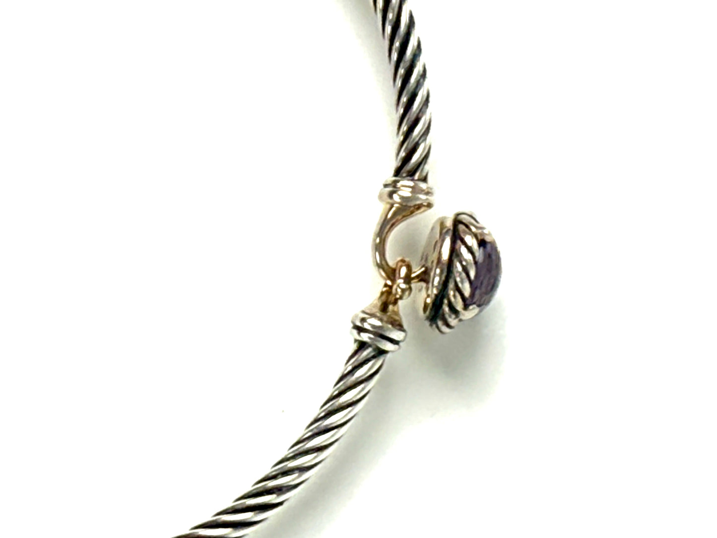 David Yurman Petite Chatelaine Amethyst 3mm Cuff Sterling Silver Bangle Bracelet S
