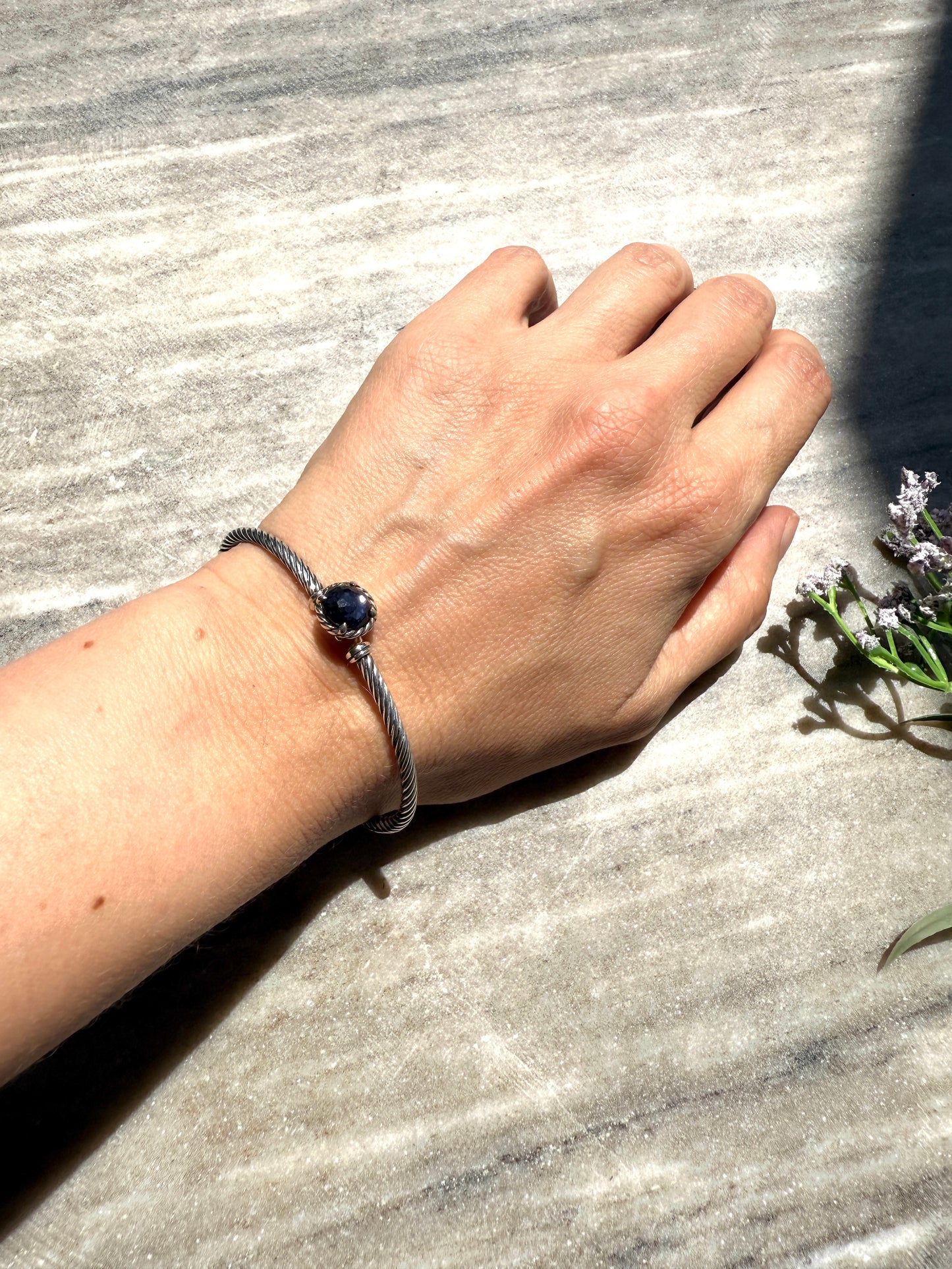 David Yurman Petite Chatelaine Amethyst 3mm Cuff Sterling Silver Bangle Bracelet S