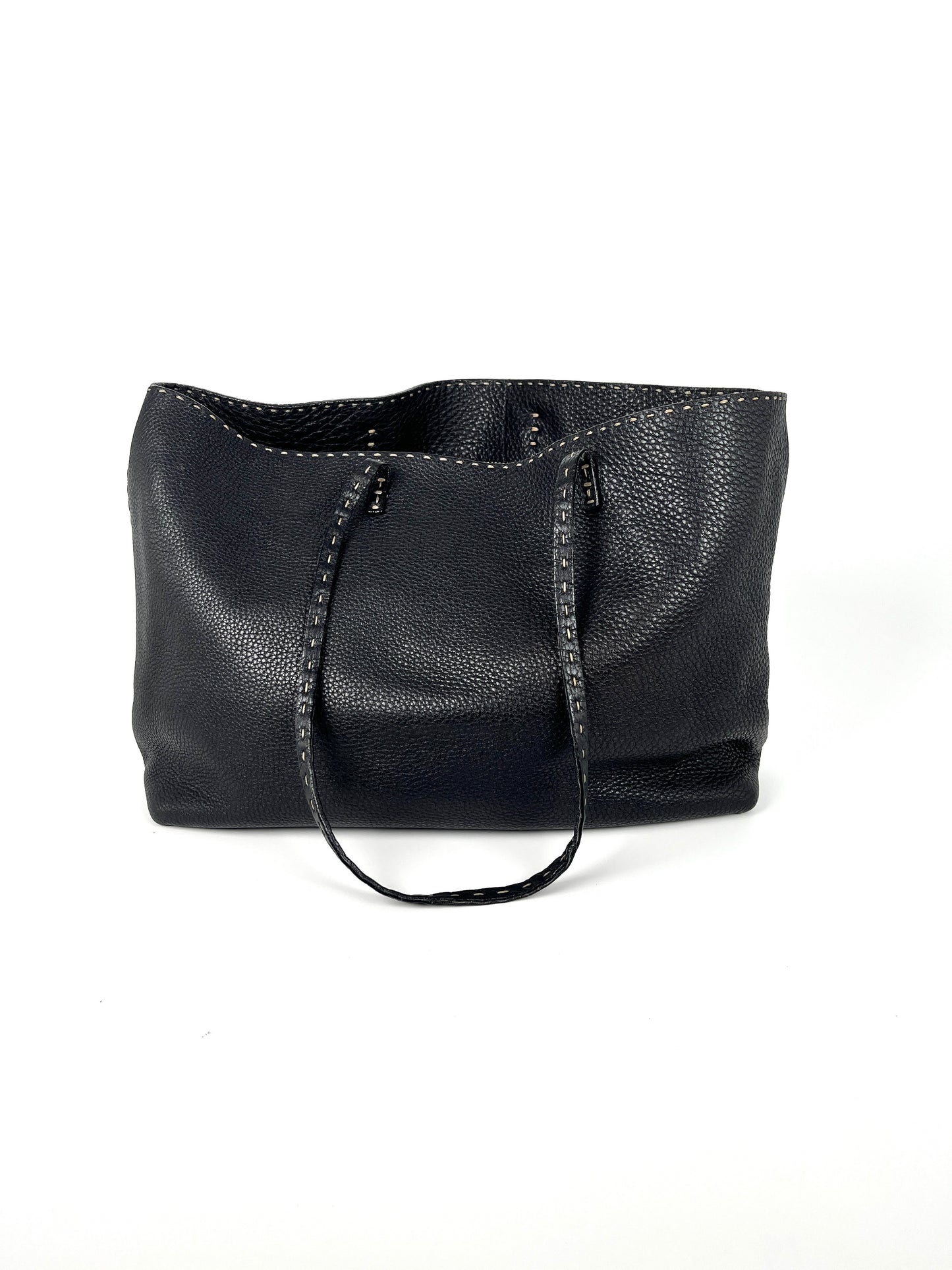 FENDI Seller Roll Black Leather Shoulder Tote Bag