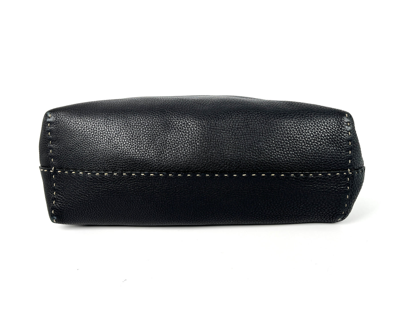 FENDI Sellier Roll Black Leather Shoulder Tote Bag