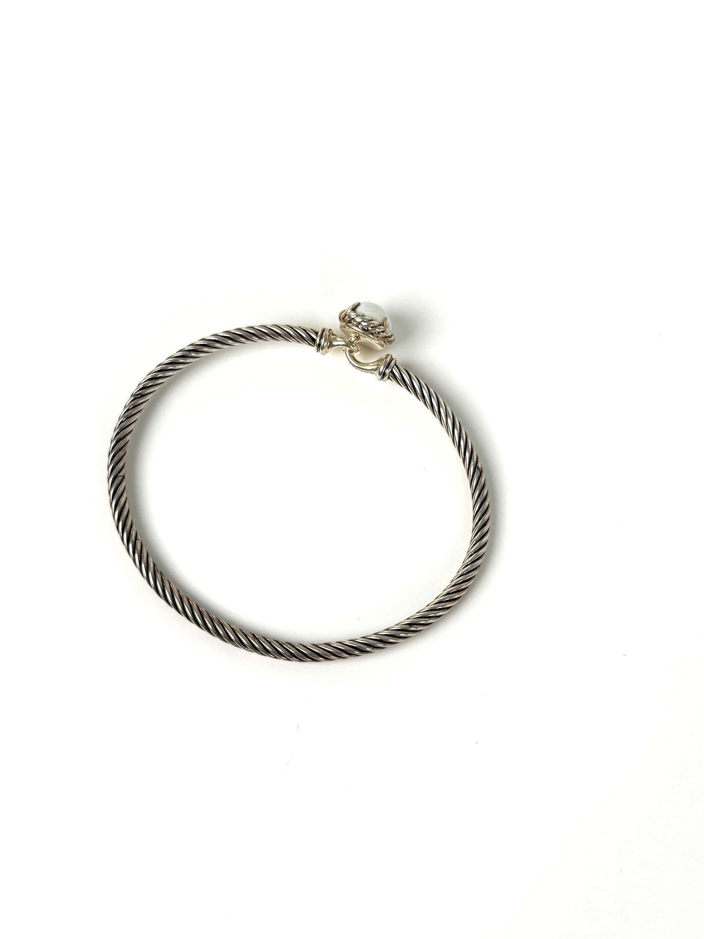 David Yurman Petite Chatelaine Chalcedony 3mm Cuff Sterling Silver Bangle Bracelet S